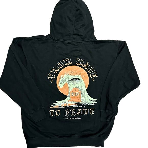 Chomp Adult Medium Black Hoodie “From Wave to the Grave” - Picture 1 of 5